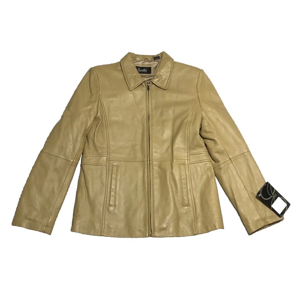 Excelled Collection Golden Tan Smooth Leather Jacket Zip NEW Size Med